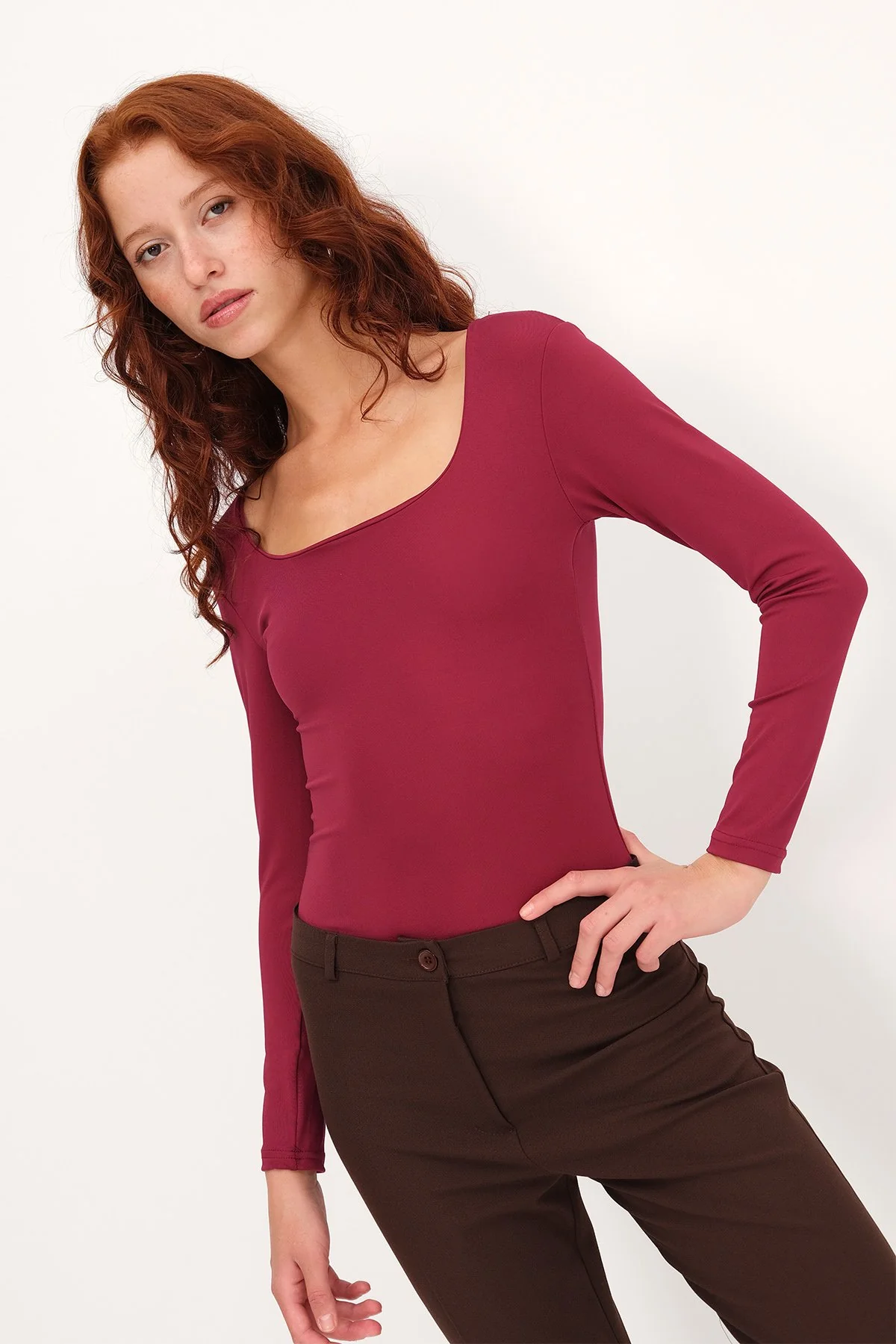 Basic U-neck Long Sleeve Bodysuit - Image 18