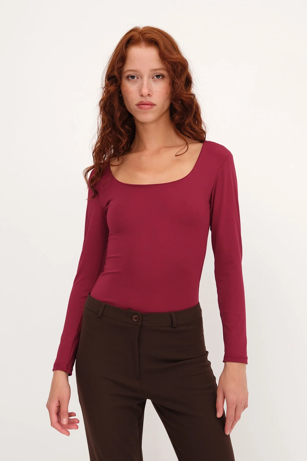 Basic U-neck Long Sleeve Bodysuit - Image 22
